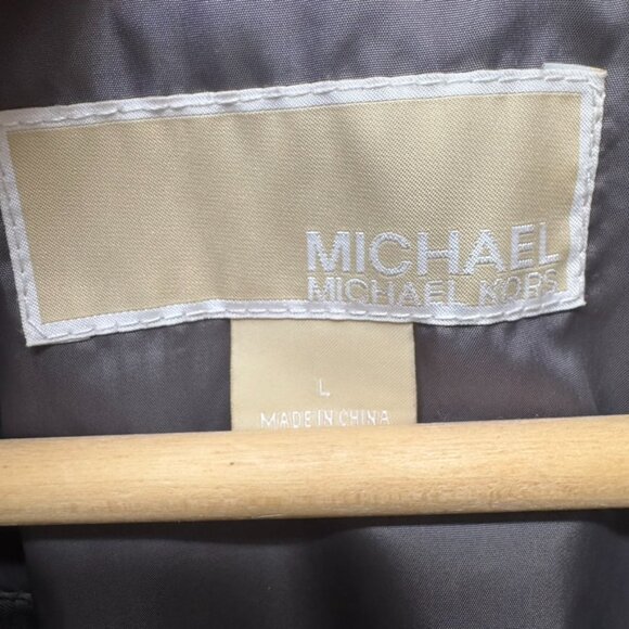 Michael Kors Like NEW Long Down Blend Puffer Winter Coat Gray Trim Size M - Picture 2 of 12